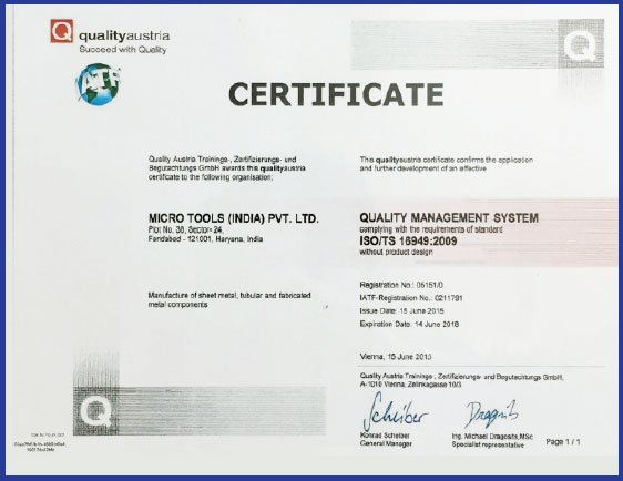 Quality Certificate